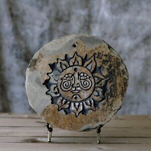Vintage Sun Face Slate Plaque/Trivet/Wall Hanging
